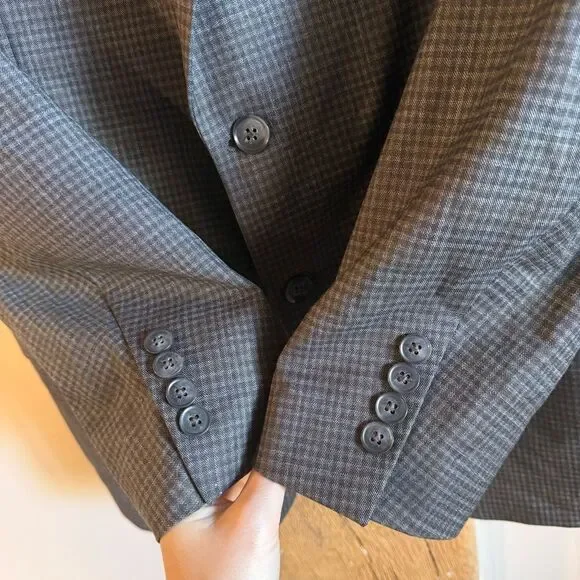 Peter Millar 100% Wool Plaid Gray Blazer Suit Jacket 42R - Picture 4 of 10